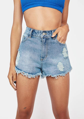 Noir Star Groovy Distressed Denim Shorts
