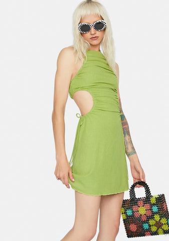 Clearly Lovely Ruched Halter Mini Dress