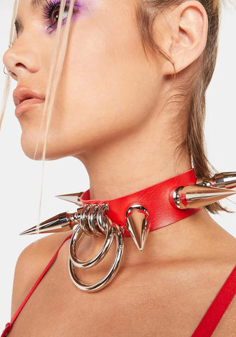 Red Heavy Metal Omega Collar