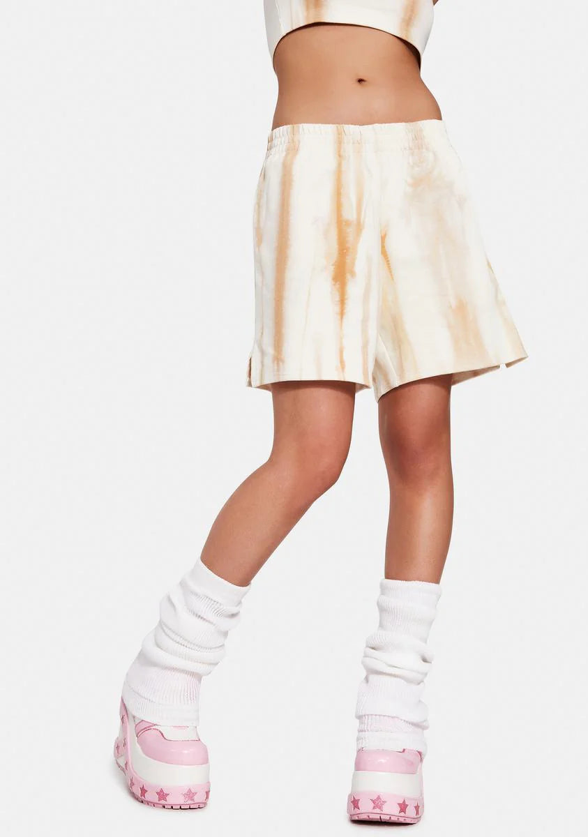 Tan Tie Dye Lounge Shorts