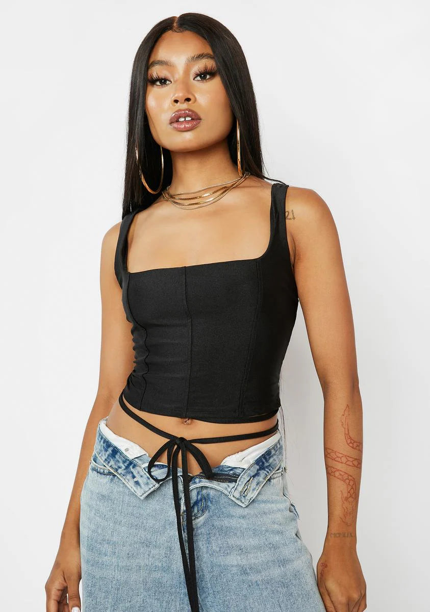 Noir Saskia Lace Up Corset Top