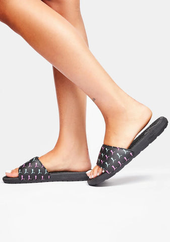 Black Cool Cat Bold Slide Sandals
