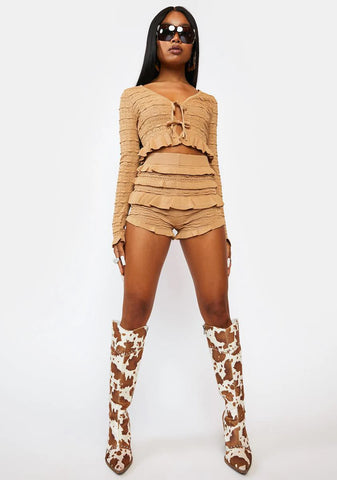 Taupe Trending Next Ruffle Sweater Shorts