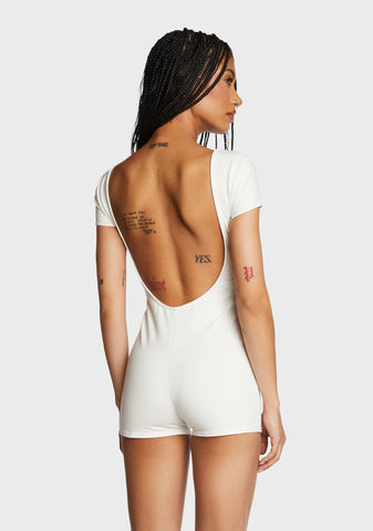 Annika Scoop Neck Ribbed Romper - White