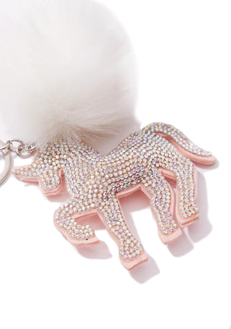 Mystic Baby Unicorn Pom-Pom Keychain
