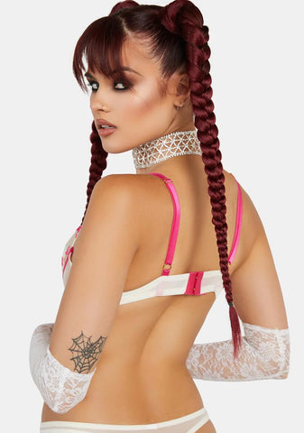 Cherry Embroidered Frill Bra