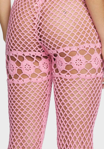 Dream Away Crochet Bell Bottoms Pink