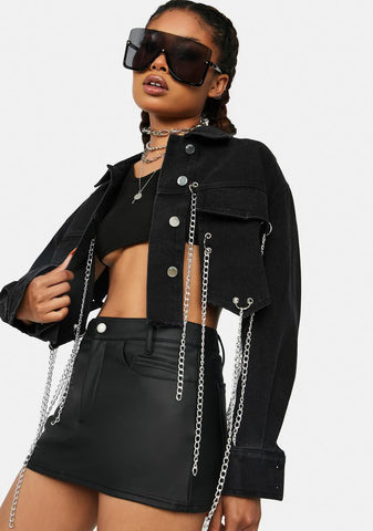 Night U Walk In Chained Denim Jacket
