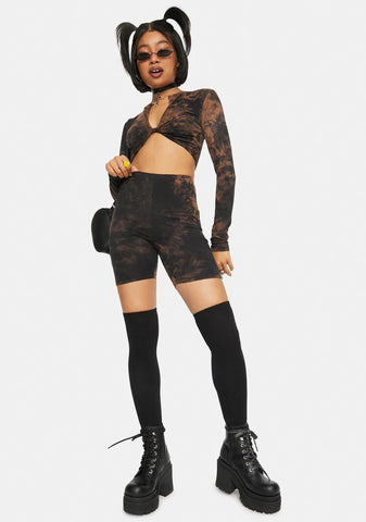 Black Rust Tie Dye Cycle Shorts