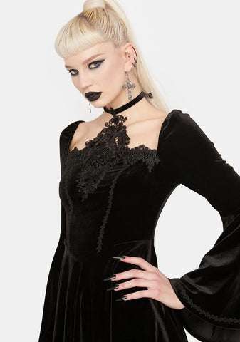 Black Flower Halter Dress