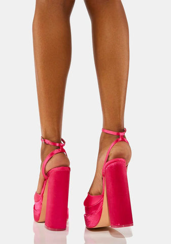 Pink Satin Moonchild Platform Heels
