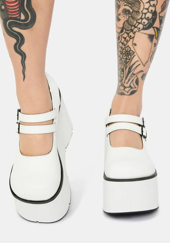 White Dollhaus Platform Mary Janes