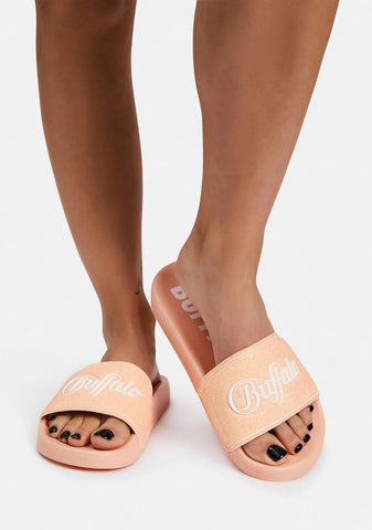 Peach Glitter Rio Slides