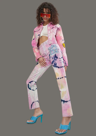 Twisted Rhythm Patched Tie Dye Jeans