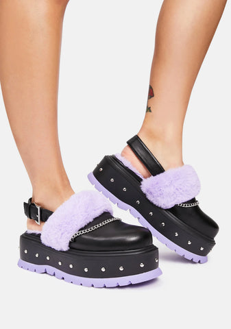 Purple Chibi Faux Fur Sandals
