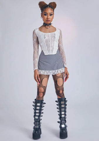 Lace Wonderland Long Sleeve Corset Top