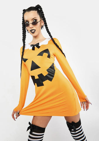 Carve A Smile Pumpkin Mini Dress