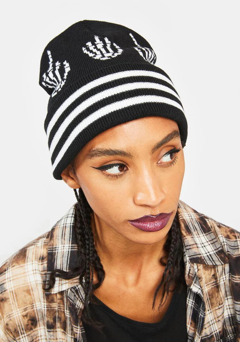 F Off Skeleton Knit Beanie