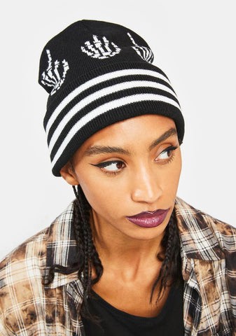 F Off Skeleton Knit Beanie