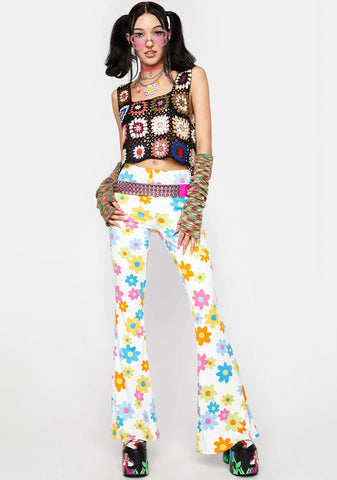 Ivory Bouncing Back Floral Flares