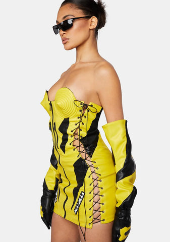 Yellow Moto Cone Dress