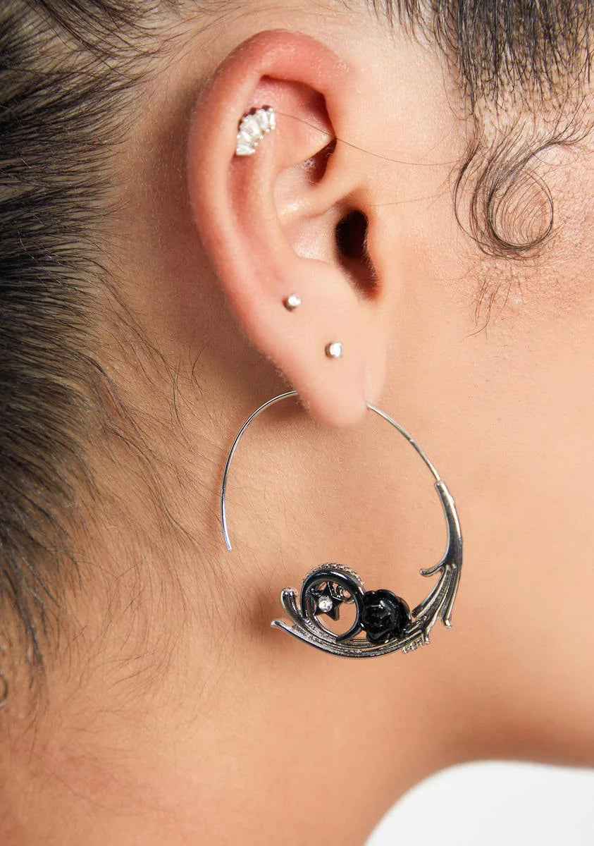 Midnight Bloom Hoop Earrings