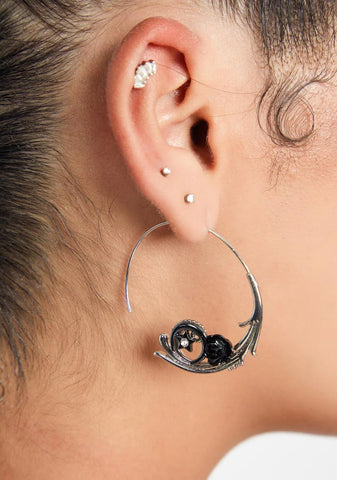 Midnight Bloom Hoop Earrings
