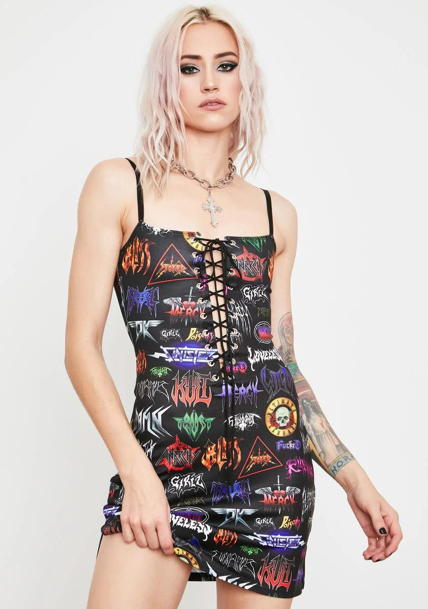 Metal Empire Lace Up Dress