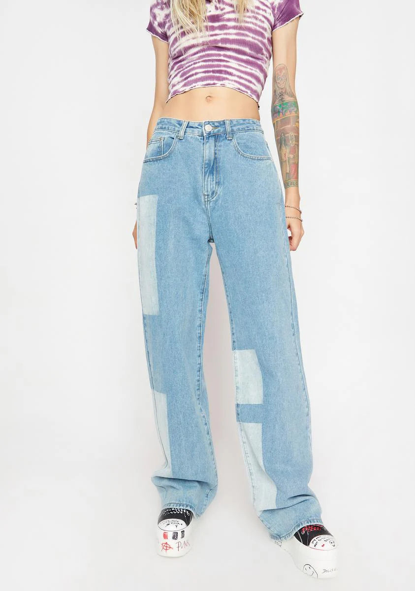 Painted Patches Wide Leg Jeans