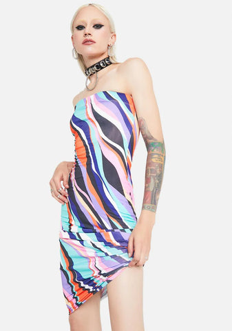 Dancing Lights Swirl Print Midi Dress