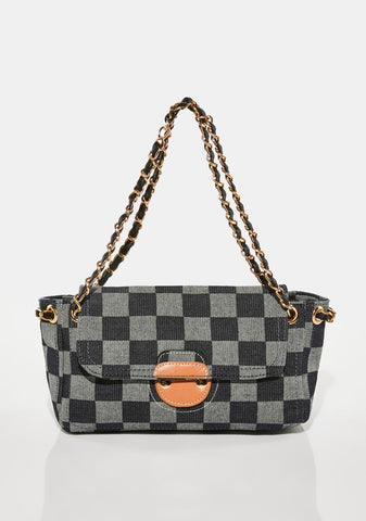 Designer Taste Checkered Shoulder Bag