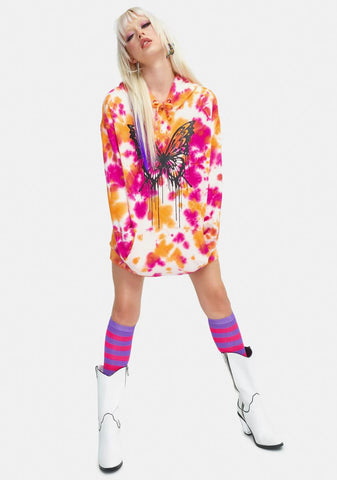 Never Let Go Tie Dye Butterfly Hoodie
