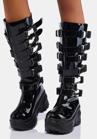 Patent Trinity Platform Boots