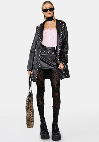 Midnight In Paris Vegan Leather Coat