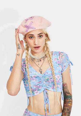 Candy Stitched Together Ribbon Beret