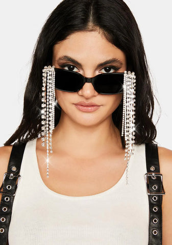 Crystal Cascade Rectangular Sunglasses