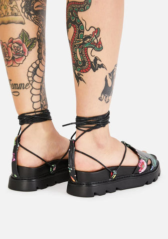 Wicked Throwing Nightshade Lace Up Sandals