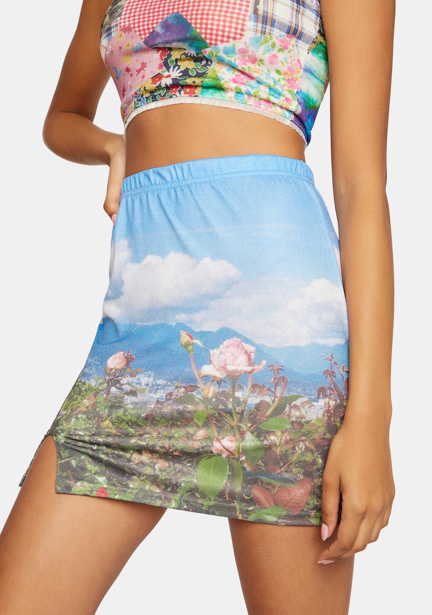 Split Side Scenic Mini Skirt