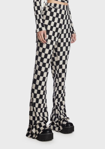 Checkered Flared Trousers
