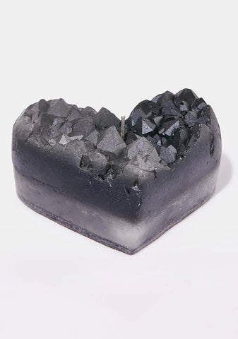 Smokey Quartz Geode Heart Candle