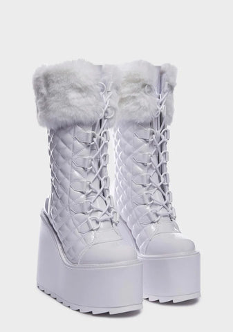 White Dune Fur Platform Boots