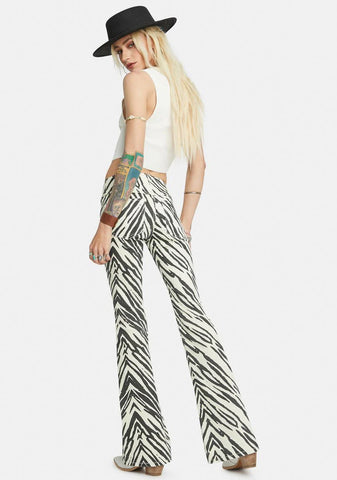 Zebra Penny Pull-On Flare Jeans