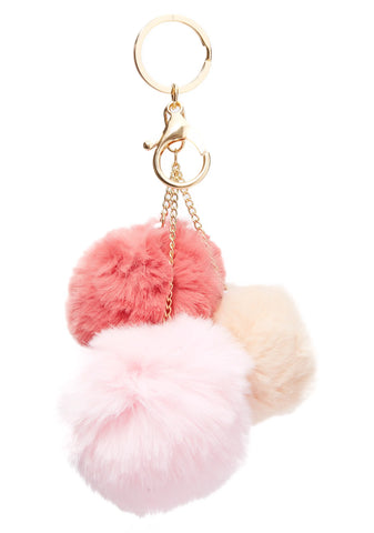 Triple Pom Pom Keychain