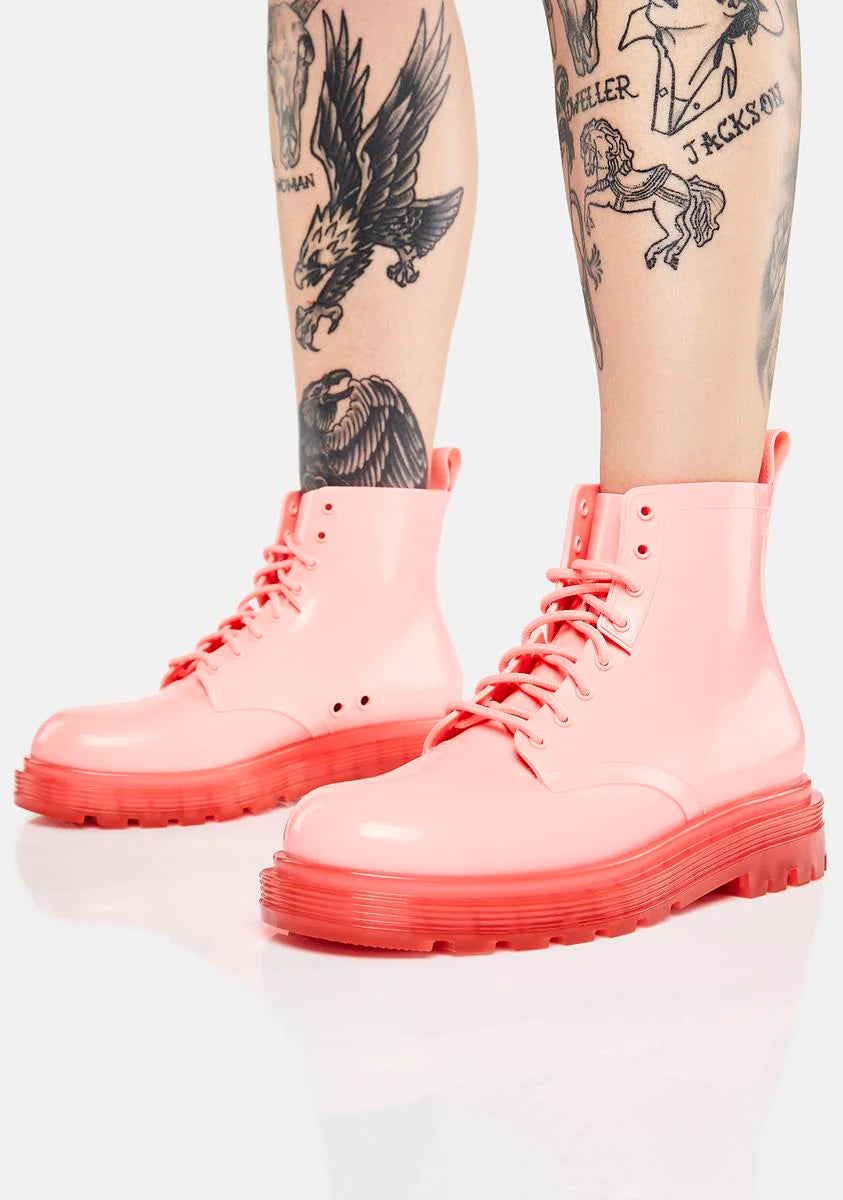 Pink Coturno Platform Boots