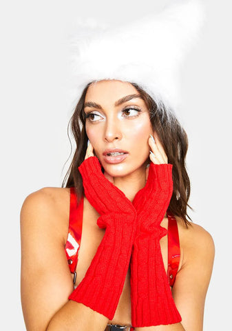 Atmosphere Red Cable Knit Arm Warmers