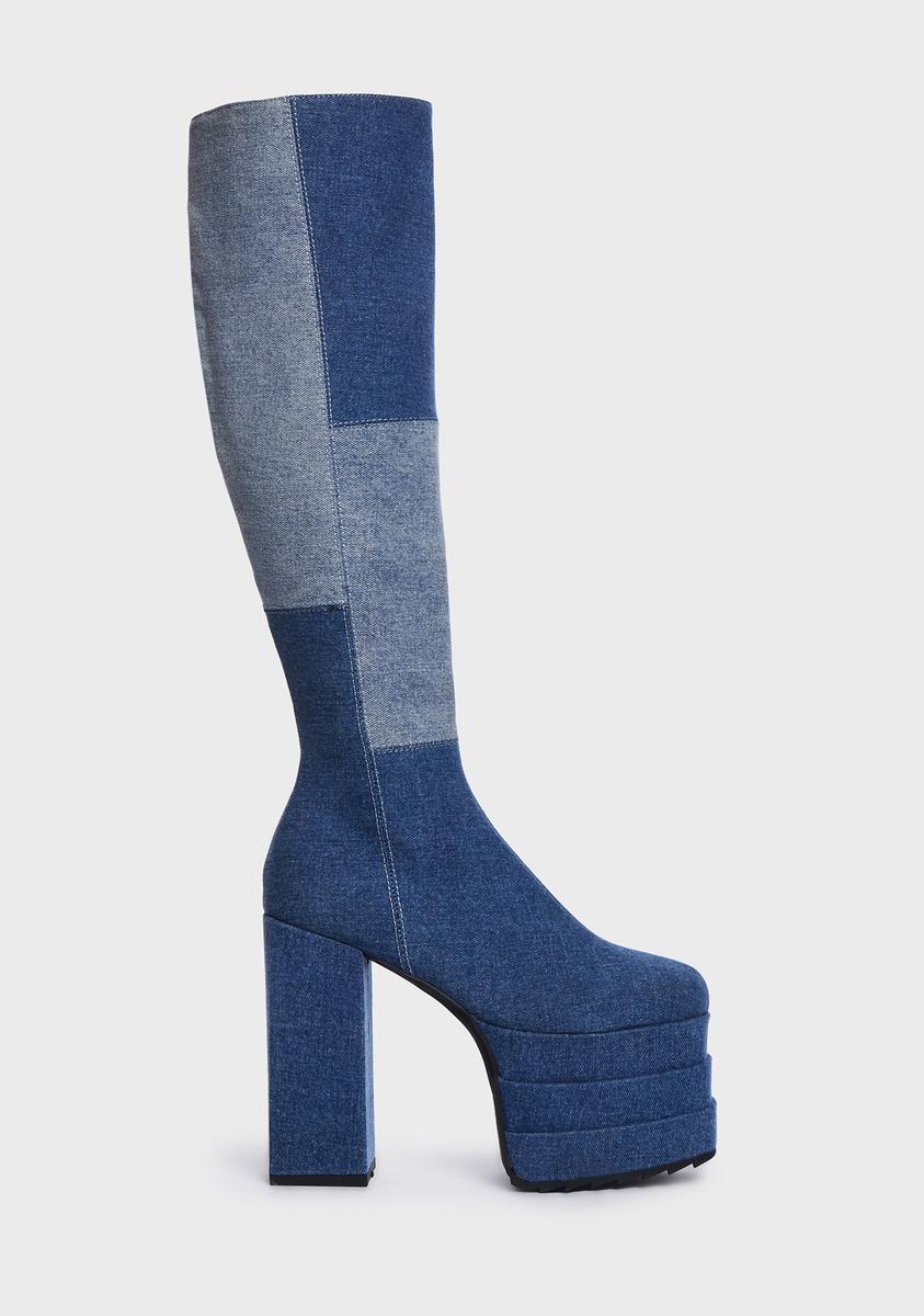 Talk Of The Town Platform Knee High Boots