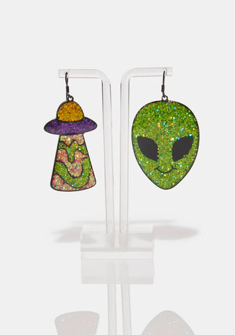 It's A Space Party Alien Earrings