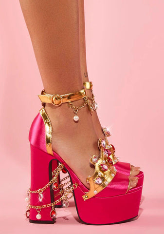 Rubine Crowned Charmer Platform Heels