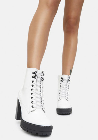 White Patent Asa Heeled Boots