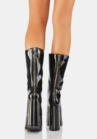 Patent Zip It Platform Boots